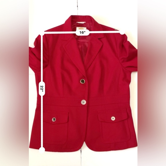 Talbots Womens Wool Blend Red Blazer Crest Buttons Jacket Coat Lined Sz 8 - Picture 4 of 8